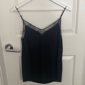 Lace trim luxe spaghetti strap tank top